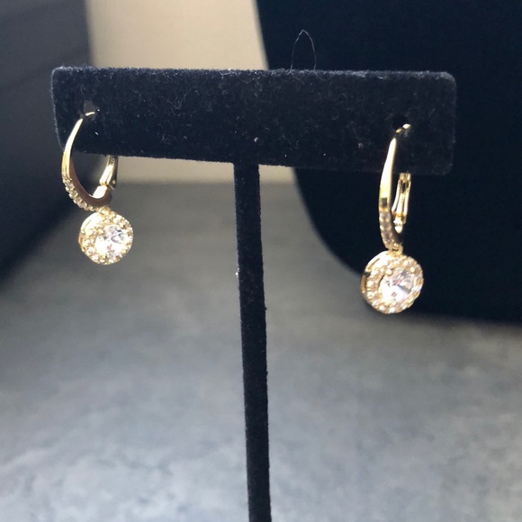 Sterling Silver Cubic Zirconia Halo Drop Earrings - Picture 2 of 4